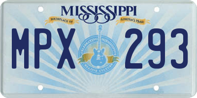 MS license plate MPX293