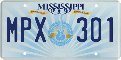 MS license plate MPX301