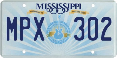 MS license plate MPX302