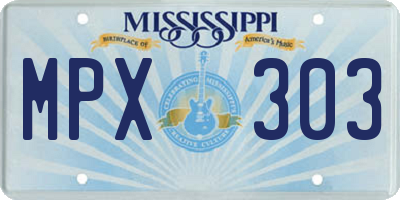 MS license plate MPX303