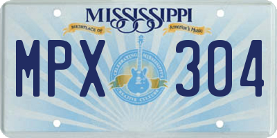 MS license plate MPX304