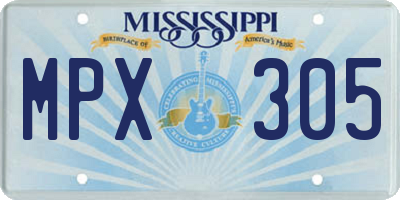 MS license plate MPX305
