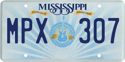 MS license plate MPX307