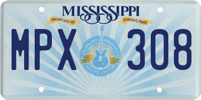 MS license plate MPX308