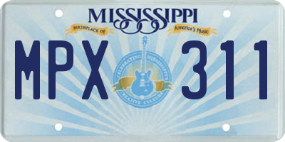 MS license plate MPX311