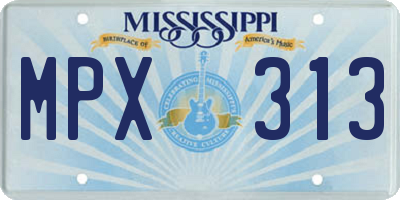 MS license plate MPX313