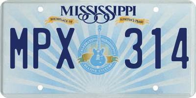 MS license plate MPX314