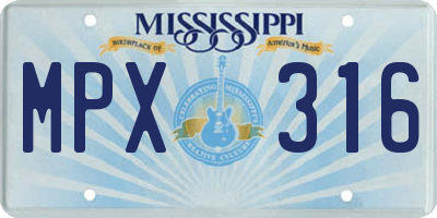 MS license plate MPX316