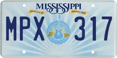 MS license plate MPX317