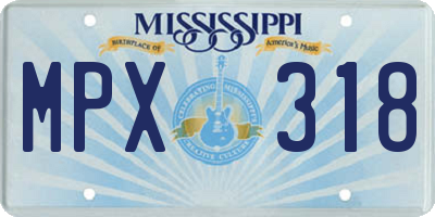 MS license plate MPX318