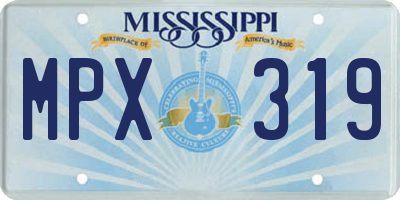 MS license plate MPX319
