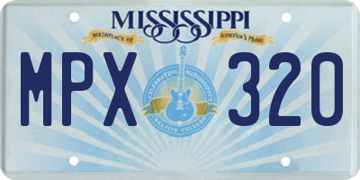 MS license plate MPX320