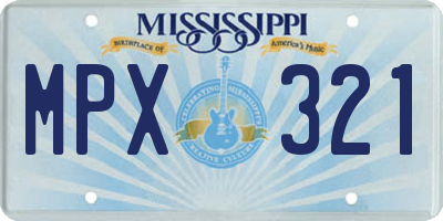MS license plate MPX321