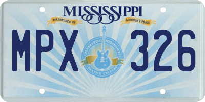 MS license plate MPX326