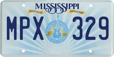 MS license plate MPX329