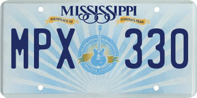 MS license plate MPX330