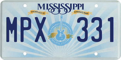 MS license plate MPX331