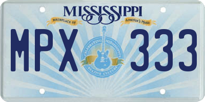 MS license plate MPX333