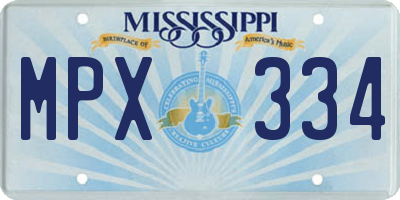 MS license plate MPX334