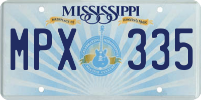 MS license plate MPX335