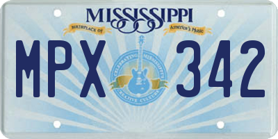 MS license plate MPX342