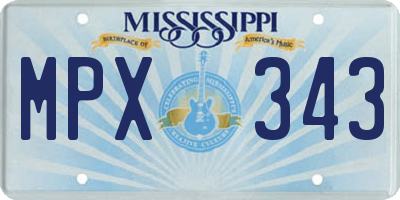 MS license plate MPX343