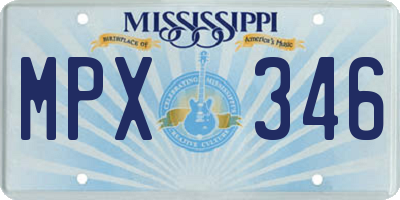 MS license plate MPX346