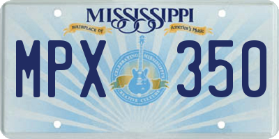 MS license plate MPX350