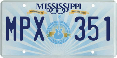 MS license plate MPX351