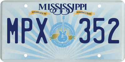 MS license plate MPX352