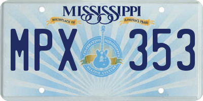 MS license plate MPX353