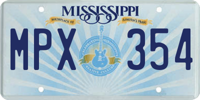 MS license plate MPX354