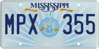 MS license plate MPX355