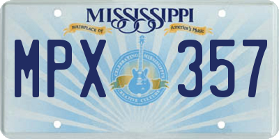 MS license plate MPX357