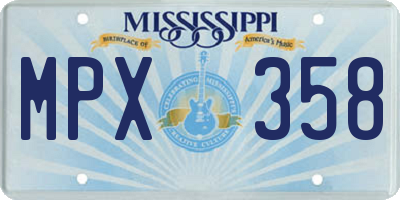 MS license plate MPX358