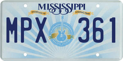 MS license plate MPX361