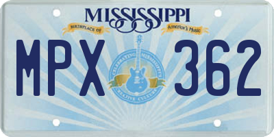 MS license plate MPX362