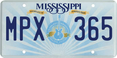MS license plate MPX365