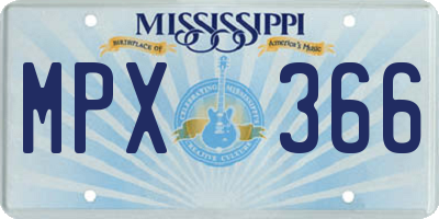 MS license plate MPX366