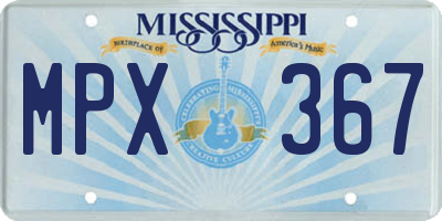 MS license plate MPX367