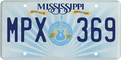 MS license plate MPX369