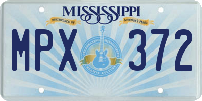 MS license plate MPX372