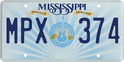MS license plate MPX374