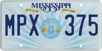 MS license plate MPX375