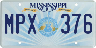 MS license plate MPX376