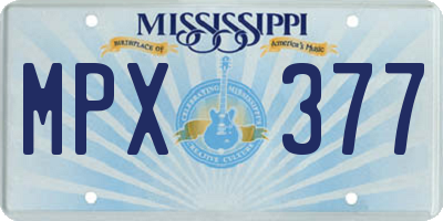 MS license plate MPX377