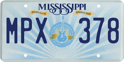MS license plate MPX378