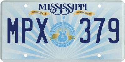 MS license plate MPX379