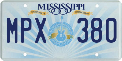 MS license plate MPX380
