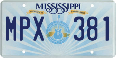 MS license plate MPX381